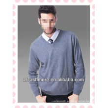 Moda para hombre cuello en V tejer jersey liso de cachemira, suéter